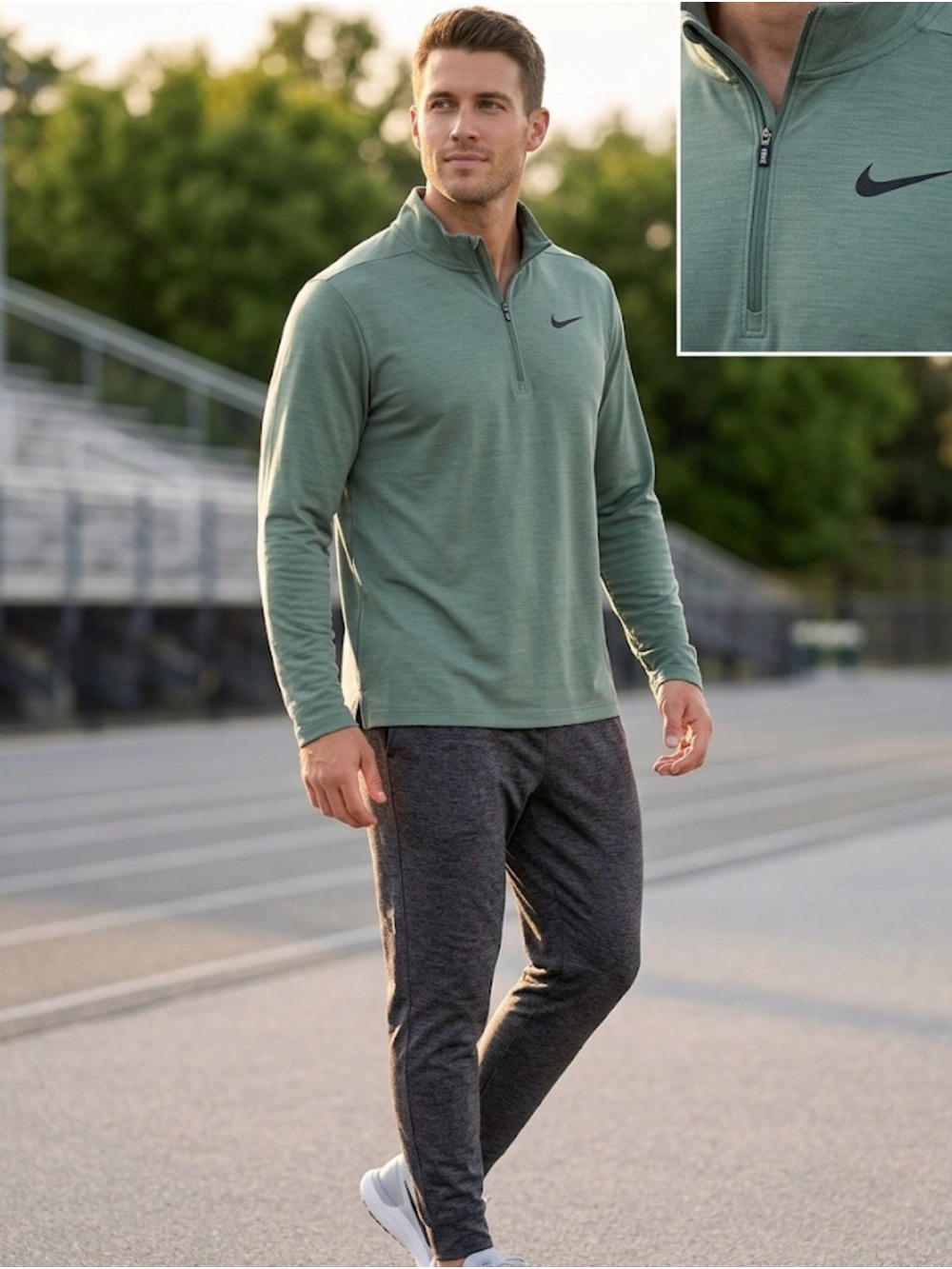 Nike Dri-FIT Olive Green Quarter-Zip Pullover